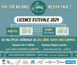 LICENCE ESTIVALE 2024