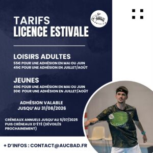 LICENCE ESTIVALE 2026